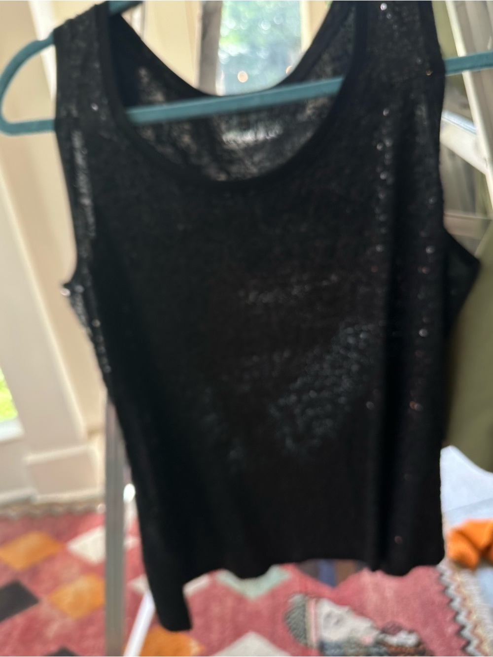 Eileen Fisher Black Sequin Tank Top